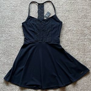 NWT Abercrombie & Fitch navy blue skater lace dress racerback S